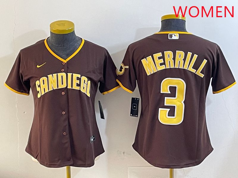 Women San Diego Padres #3 Merrill Brown Game 2025 Nike MLB Jersey style 9->youth mlb jersey->Youth Jersey